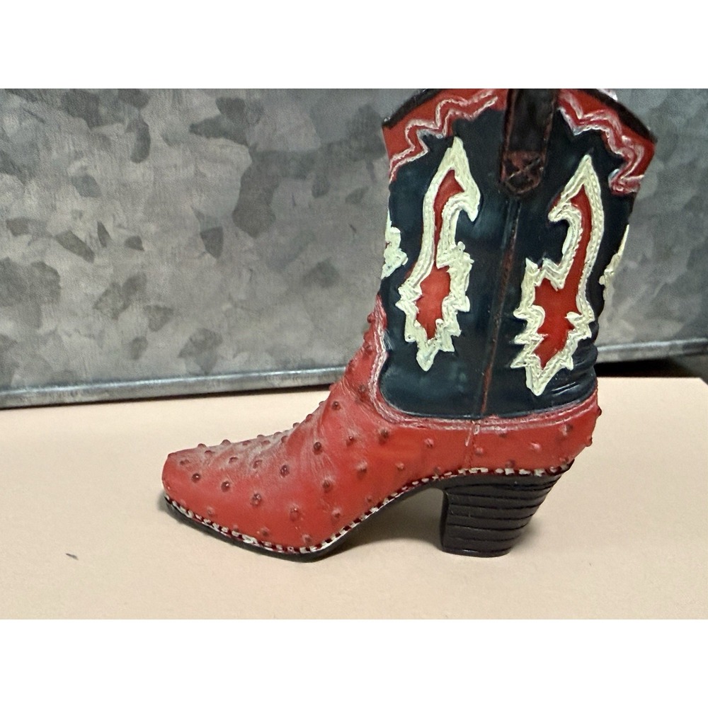 3 Inch Western Cowboy Boot Ceramic Figurine Hand painted